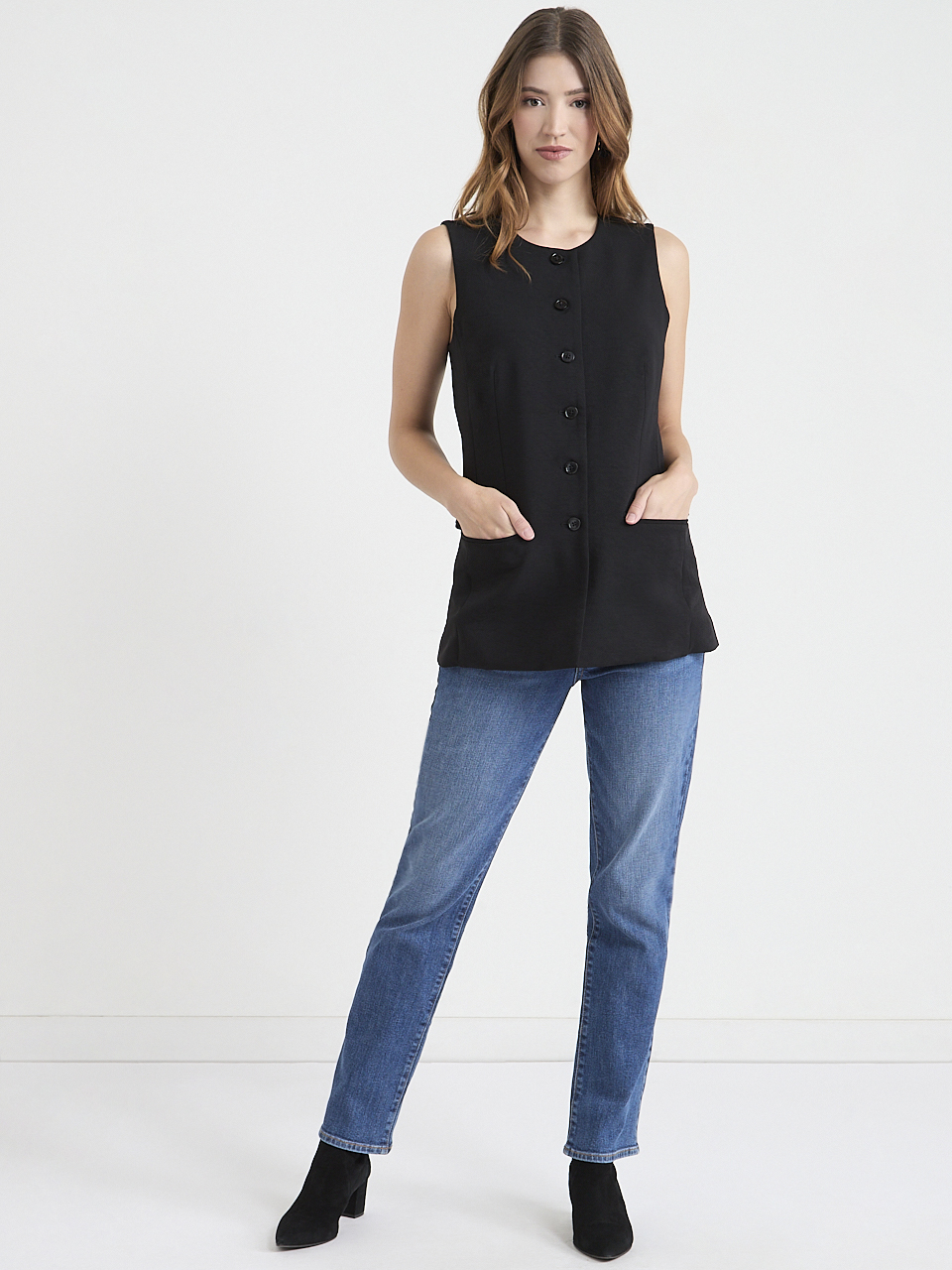 Long Crew Neck Vest