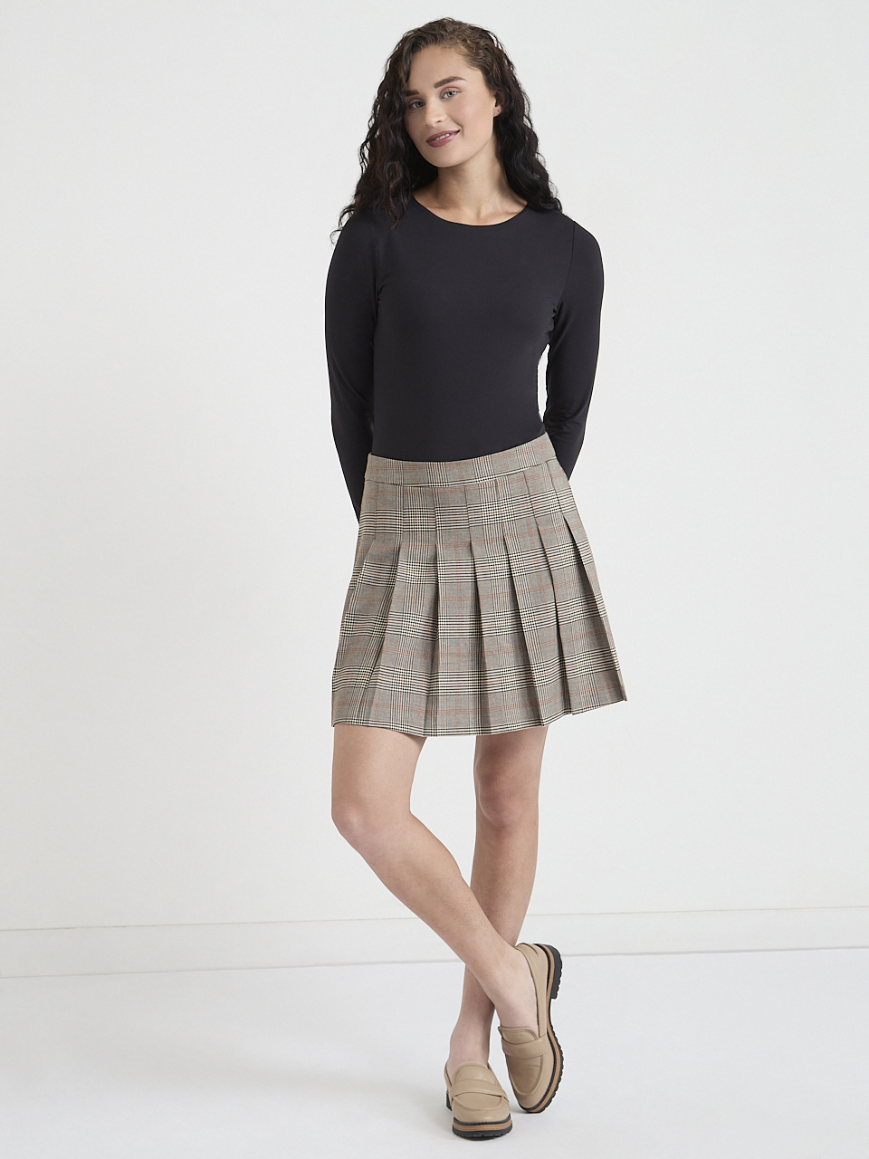 Pleated Plaid Mini Skirt