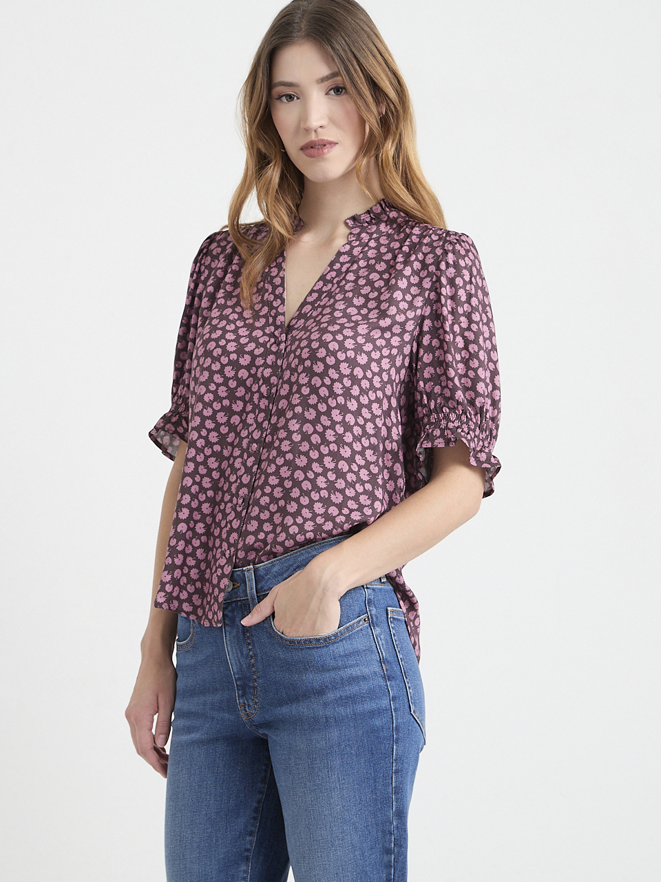 Short Puff Sleeve Blouse