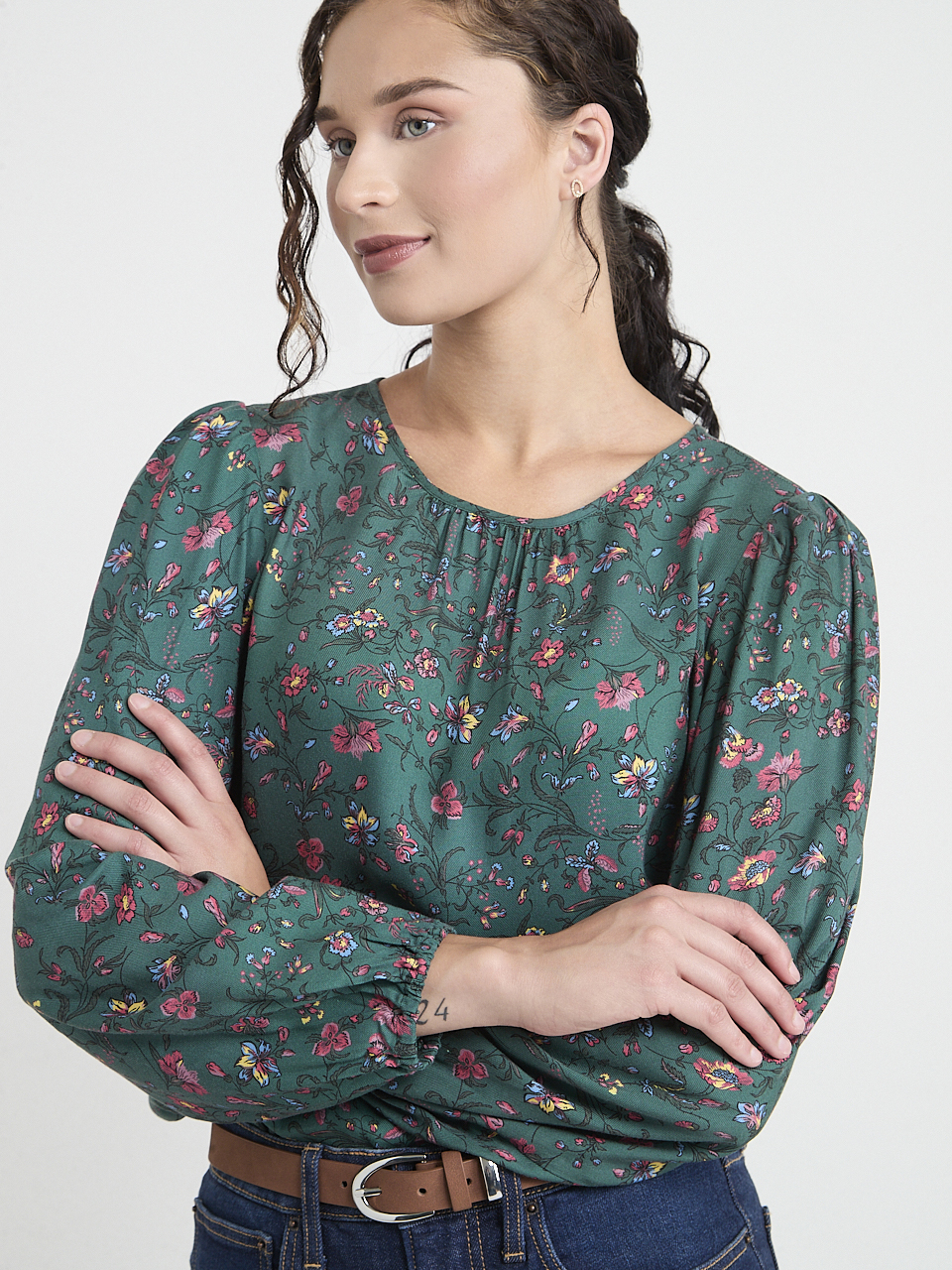 Long Sleeve Patterned-Blouse
