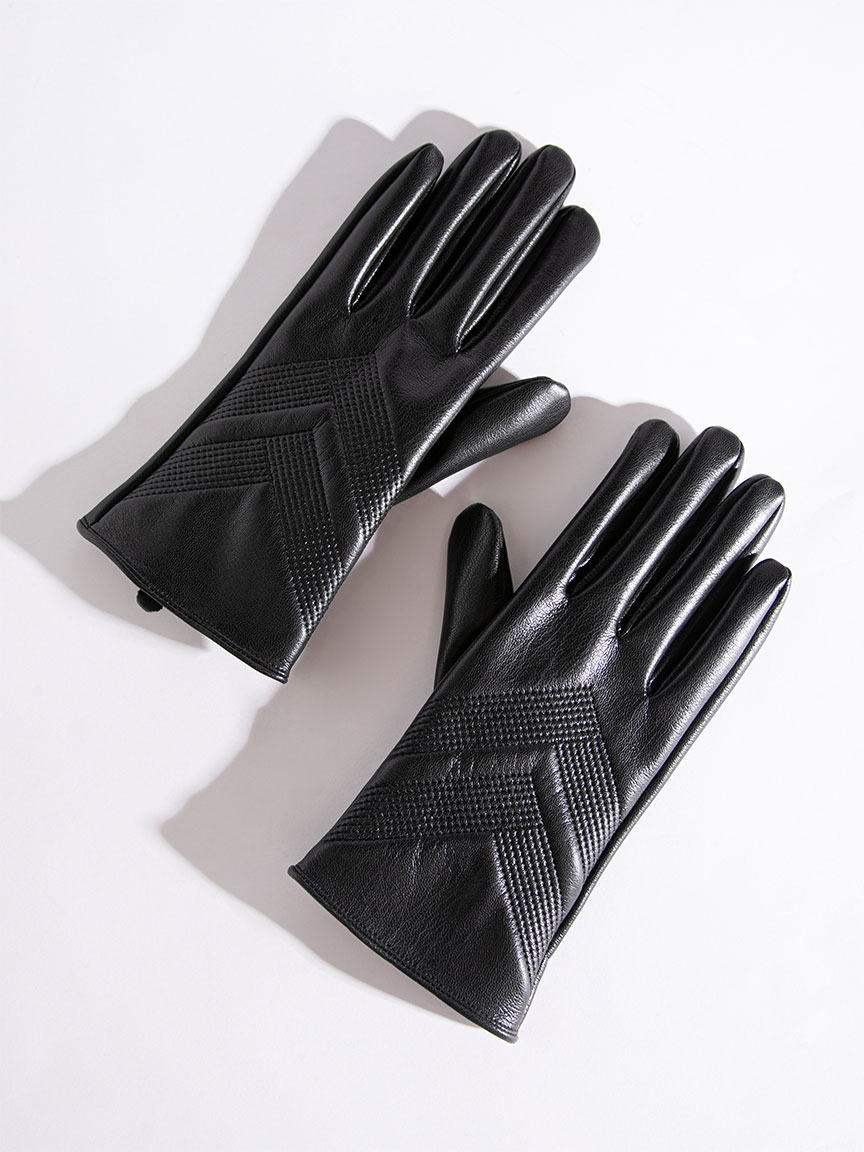 Chevron Faux Leather Gloves