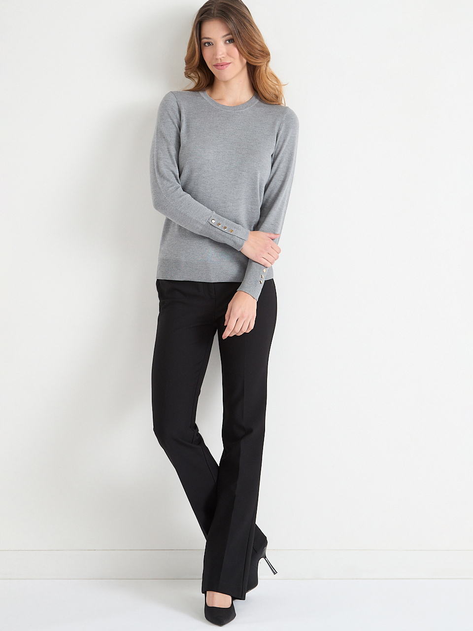 Crew Neck Rivet Detail Sweater