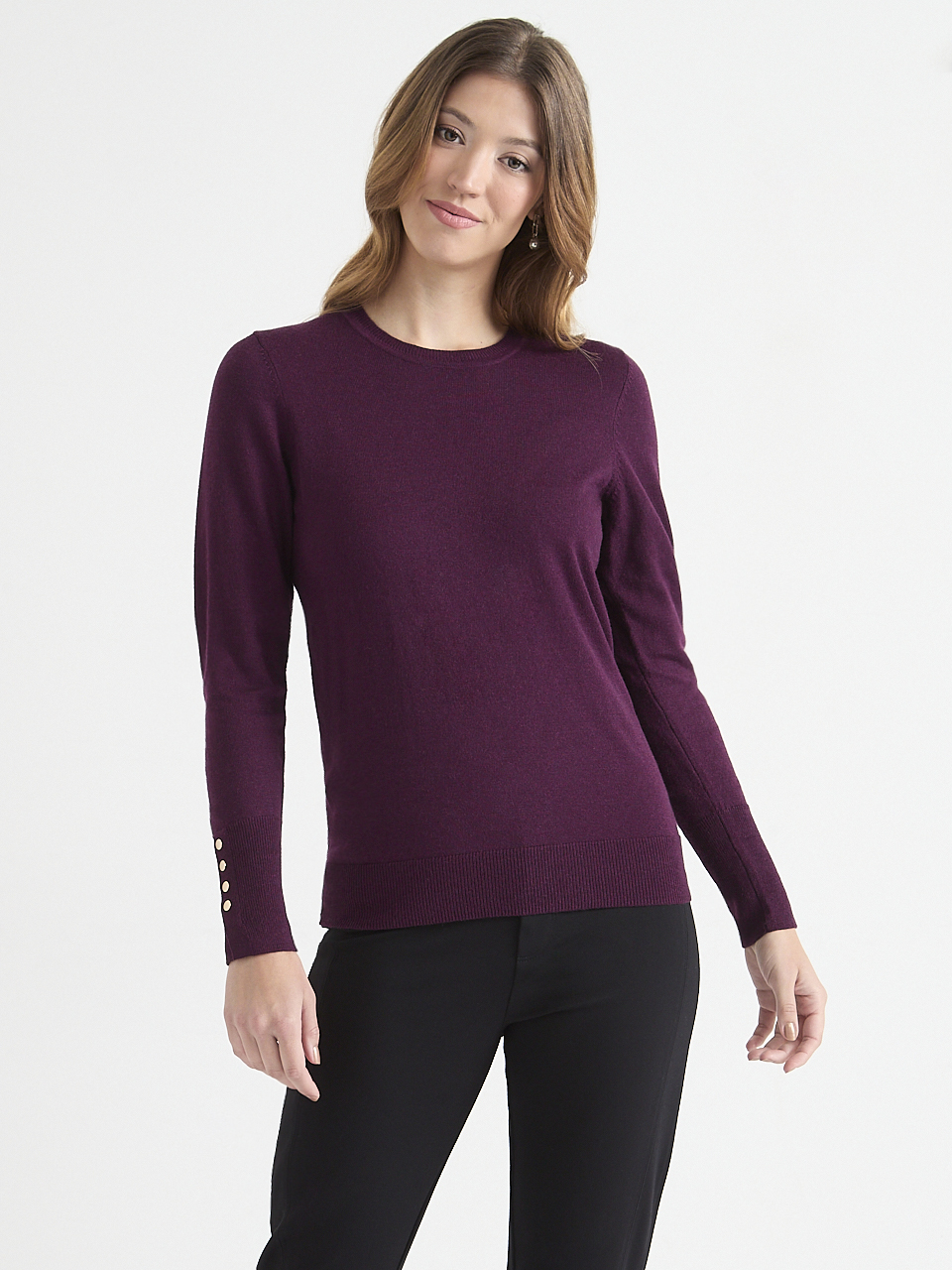 Crew Neck Rivet Detail Sweater