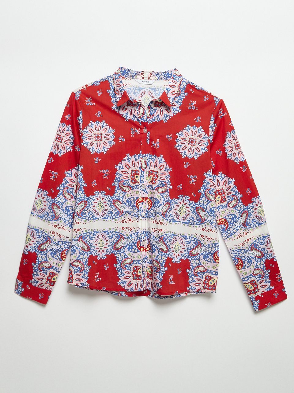 Long Sleeve Collared Shirt Paisley