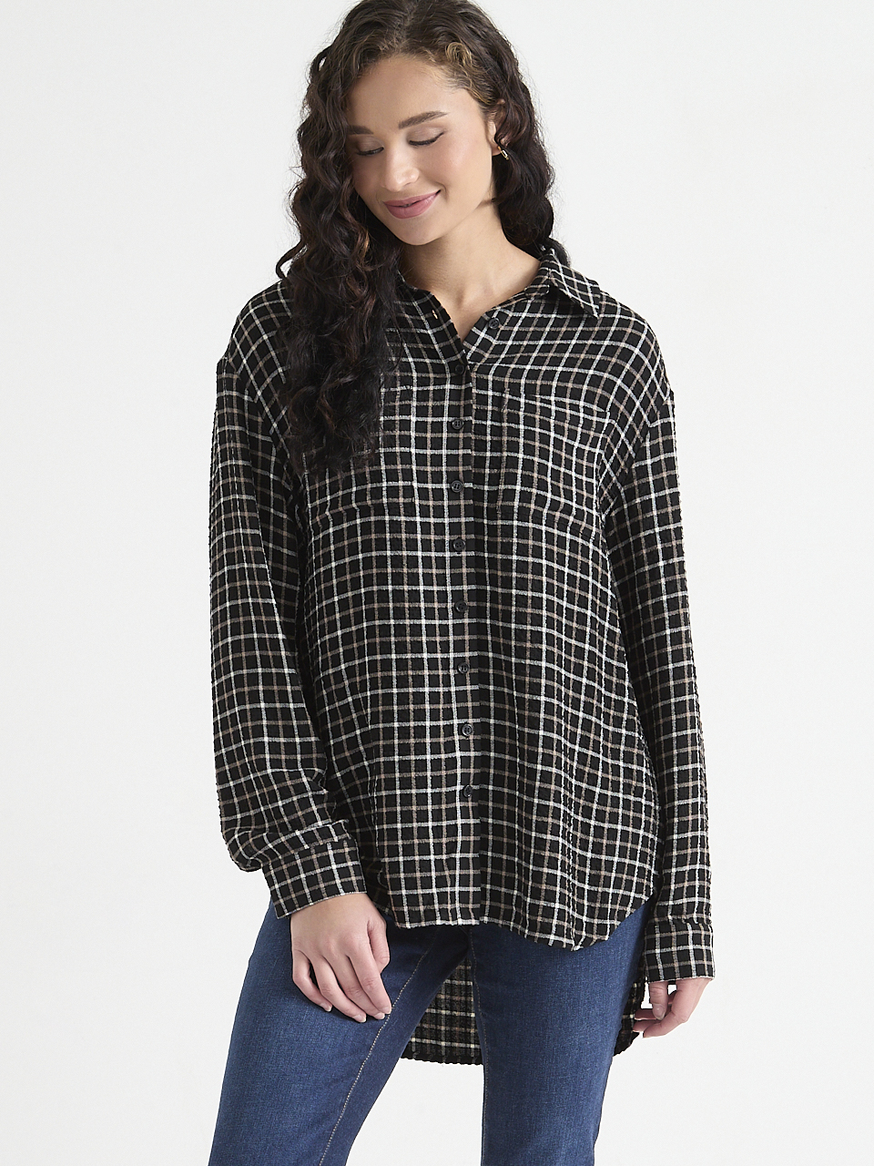 Relaxed Hi-Low Button Up Shirt