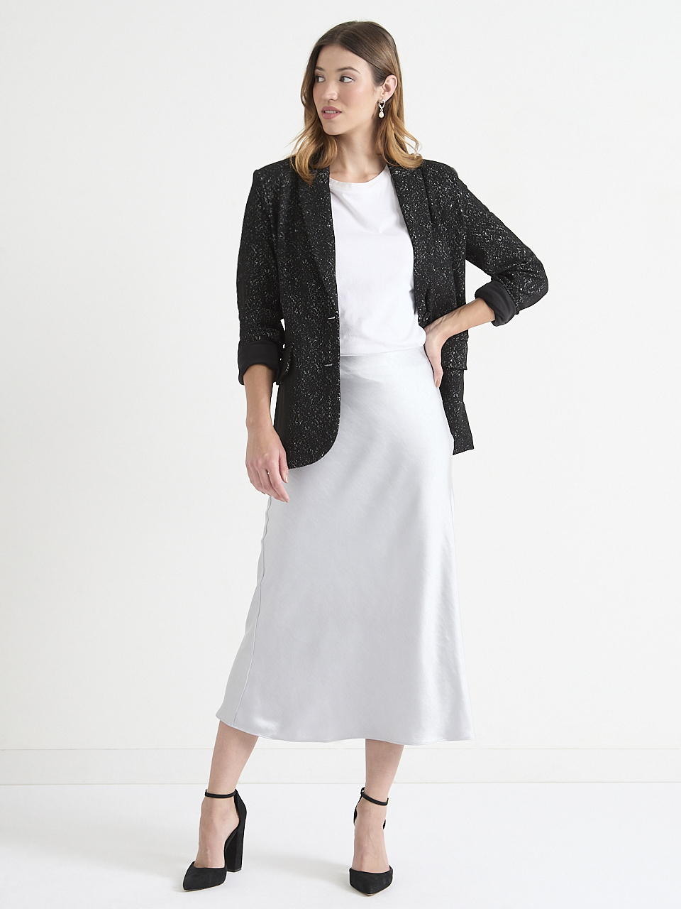 Satin Midi-Skirt