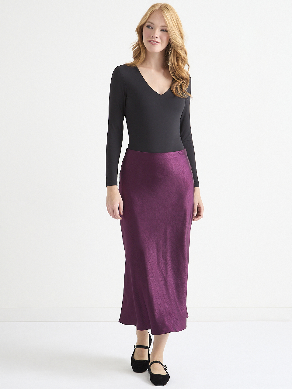 Satin Midi-Skirt