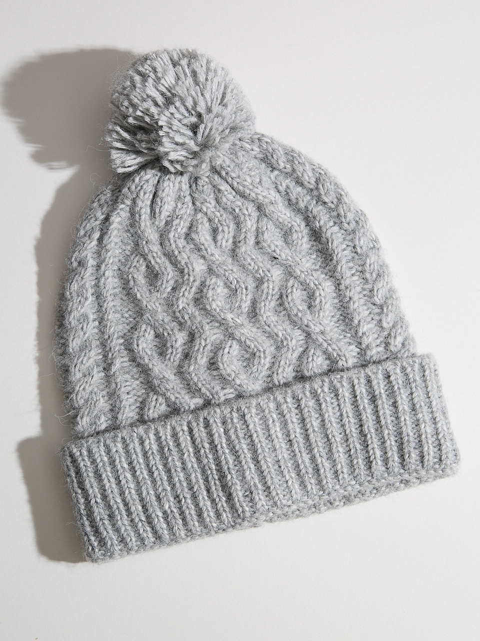Cable Knit Hat with Pompom
