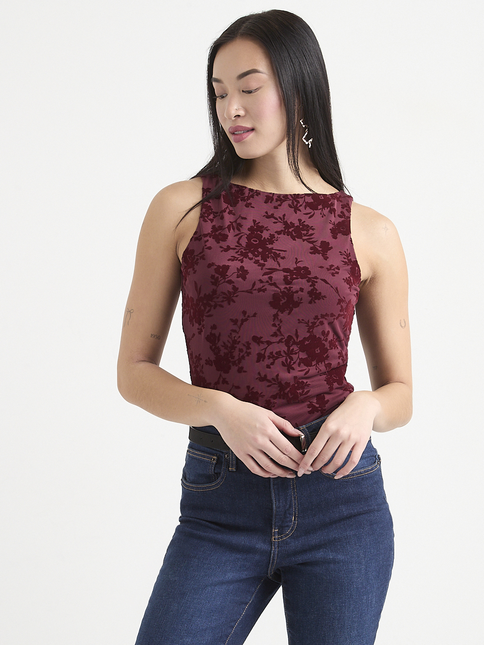 Sleeveless Burnout Knit Tank