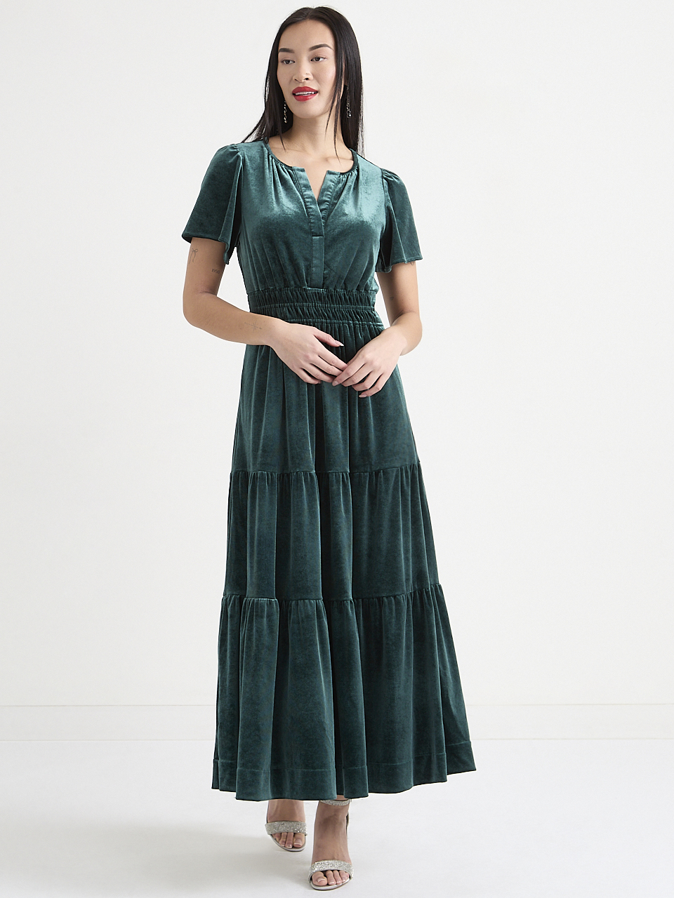 Velvet Tiered Maxi Dress