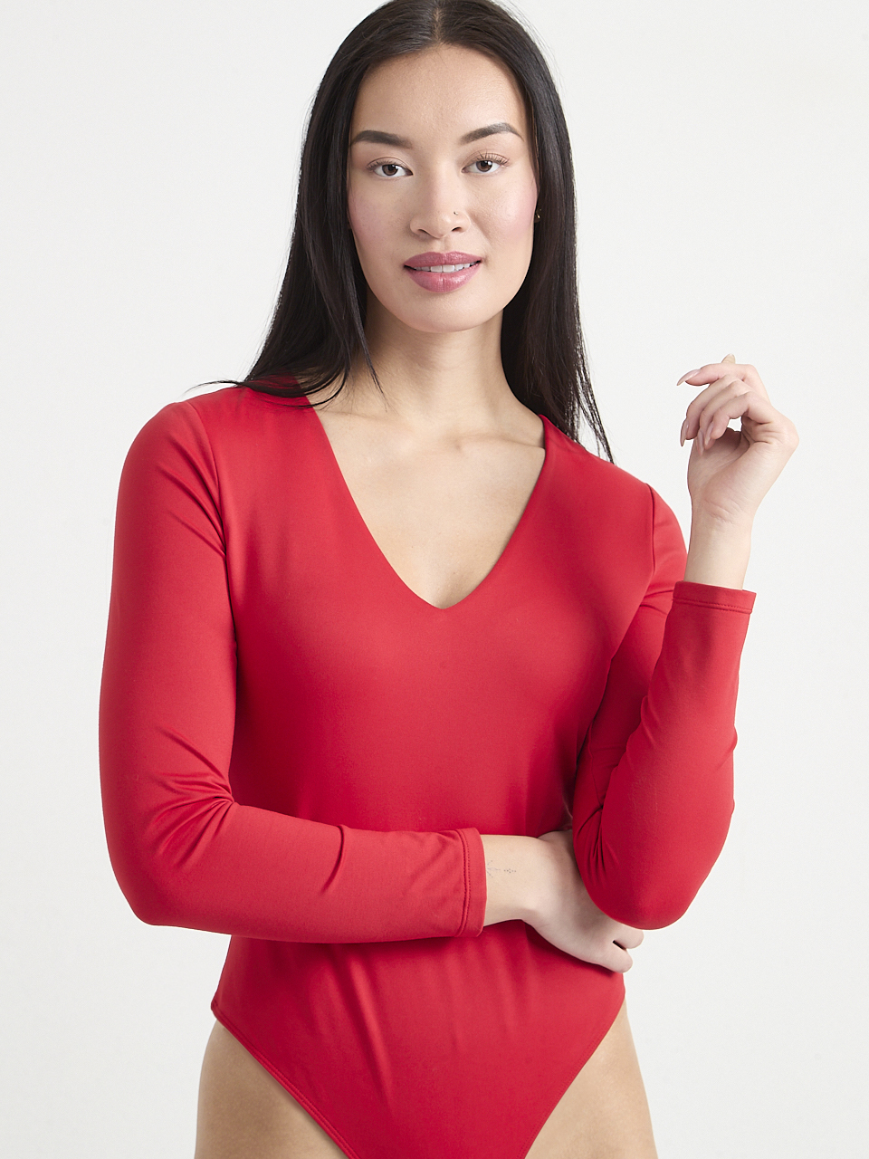 V-Neck Long-Sleeved Bodysuit