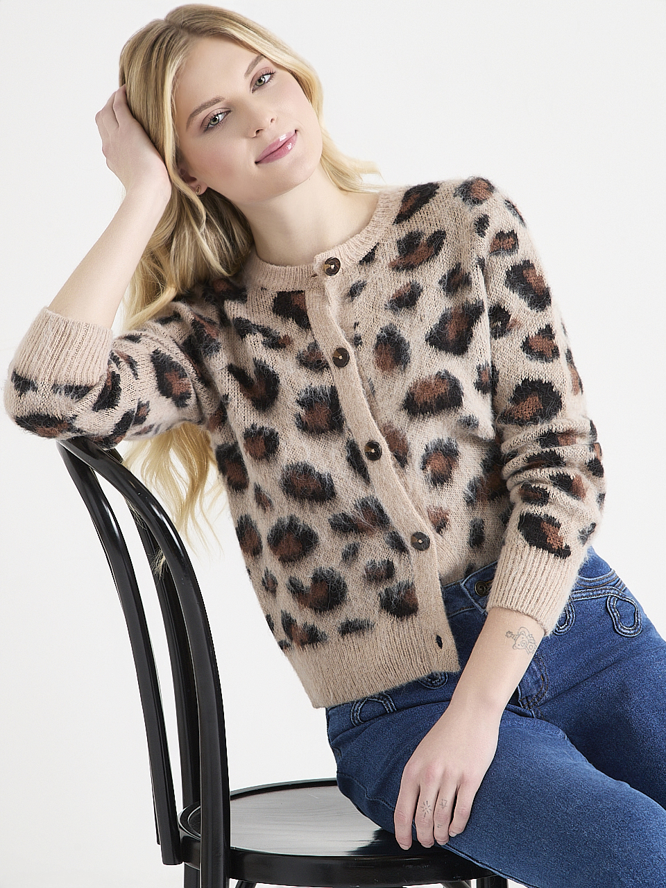 Short Leopard Jaquard Cardigan