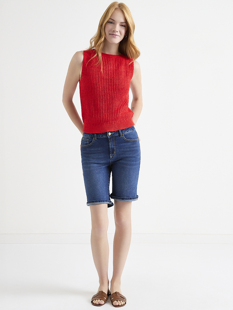 Sleeveless Boatneck Knit Tank