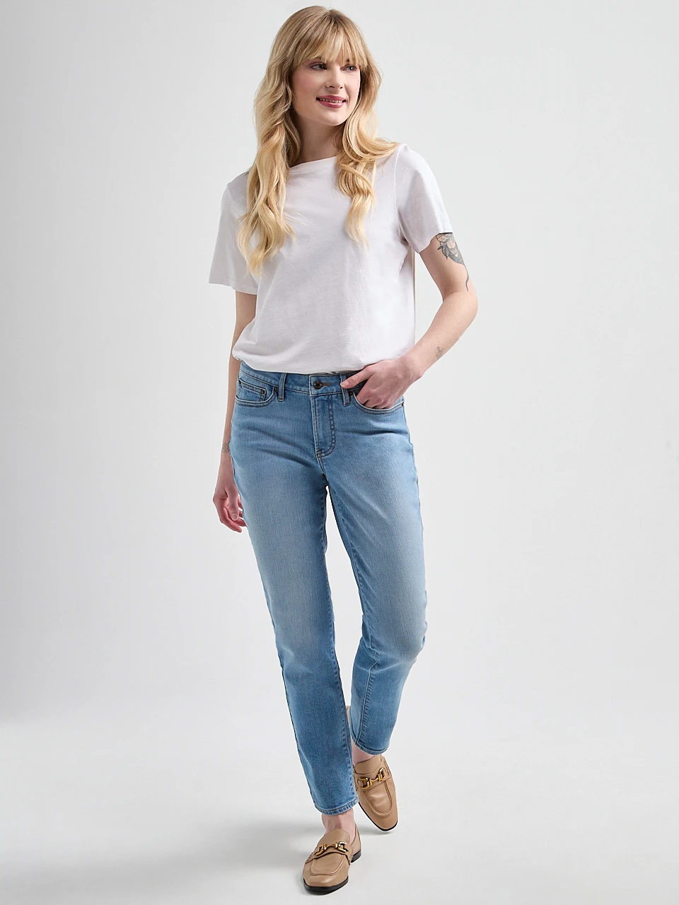Mid Rise Slim Leg Jean