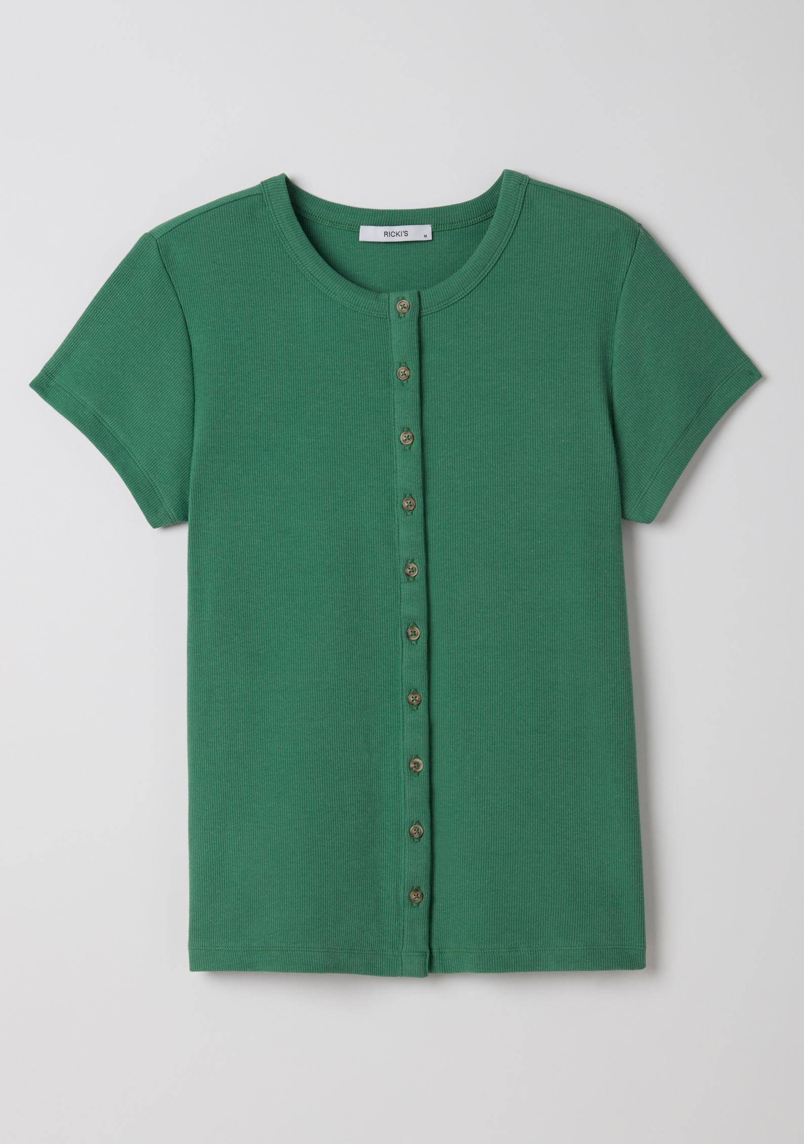 Short Sleeve Ribbed Top Green