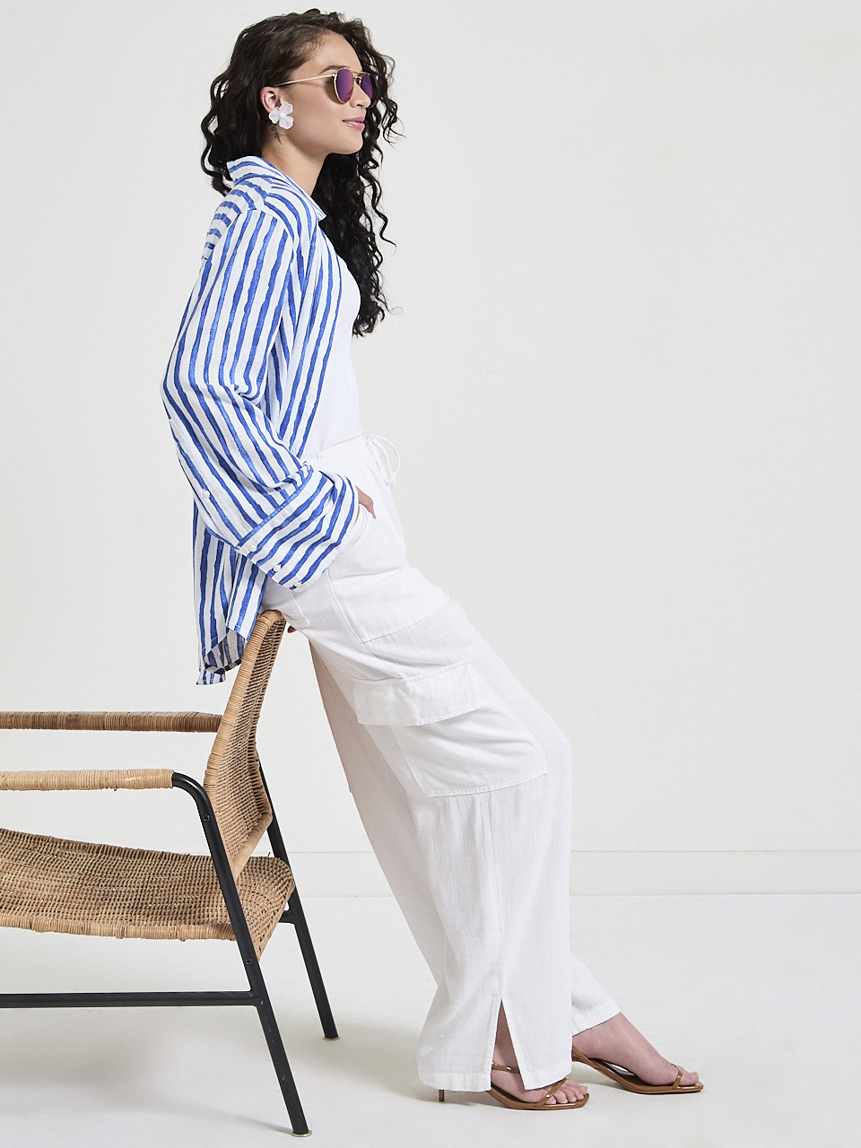 Linen Blend Pull-On Cargo Pant