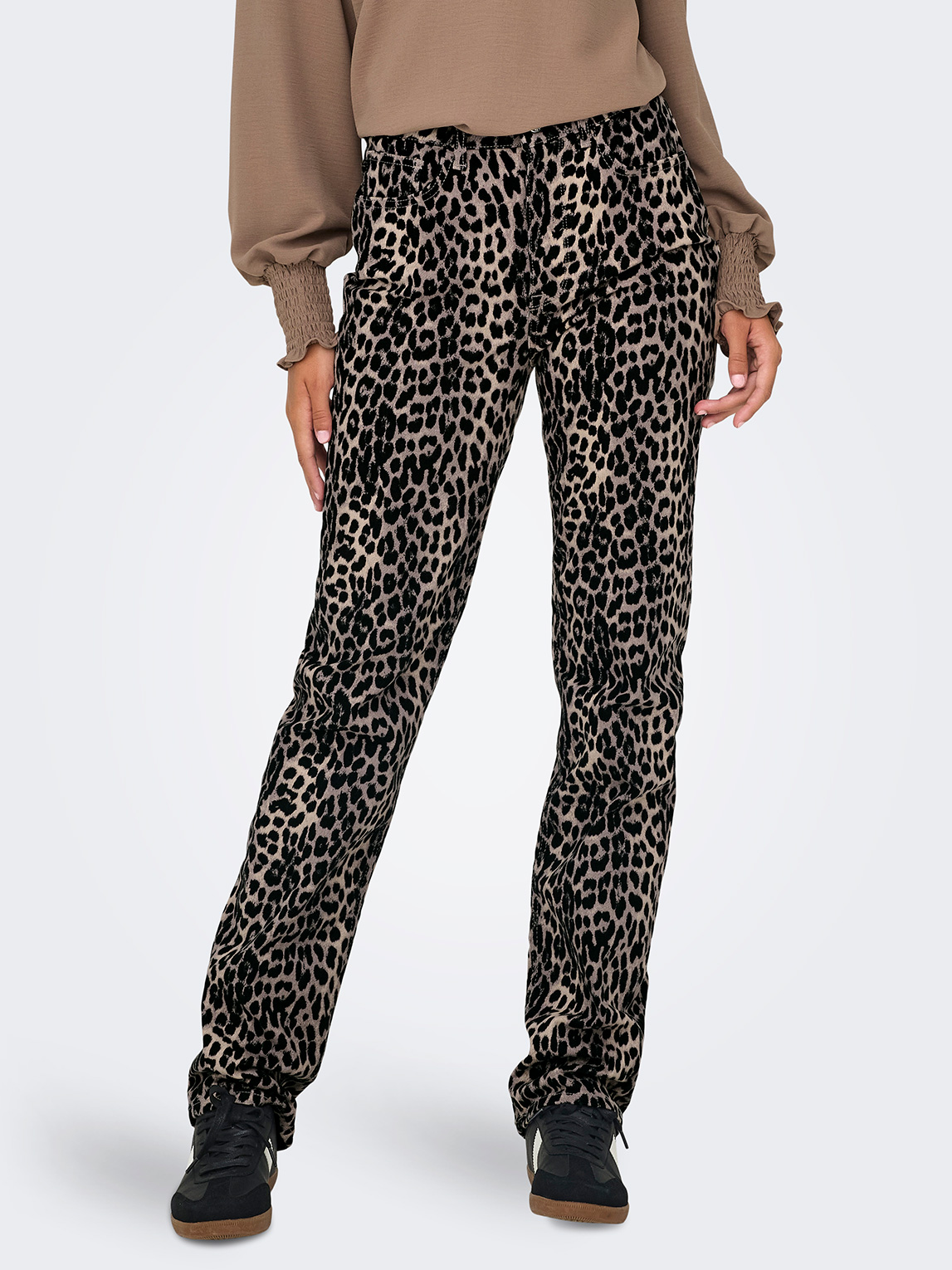 Leopard Print Straight Leg Jeans