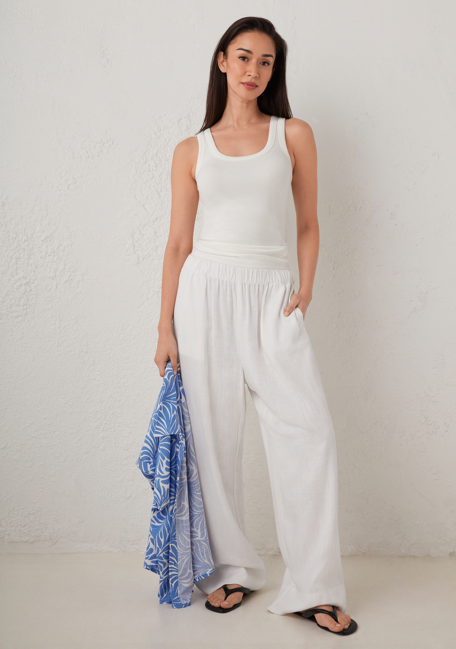 Linen-Blend Wide Leg Pant | Ricki's