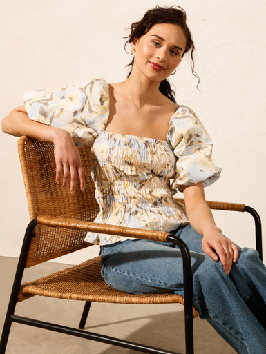 【美品】FLUTED LUCENT SHORT PUFF SLEEVE TOP CFCL】FLUTED LUCENT SHORT PUFF SLEEVE TOP | idealclasse
