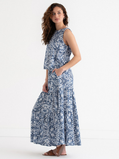 Tiered Linen Maxi Skirt | Rickis