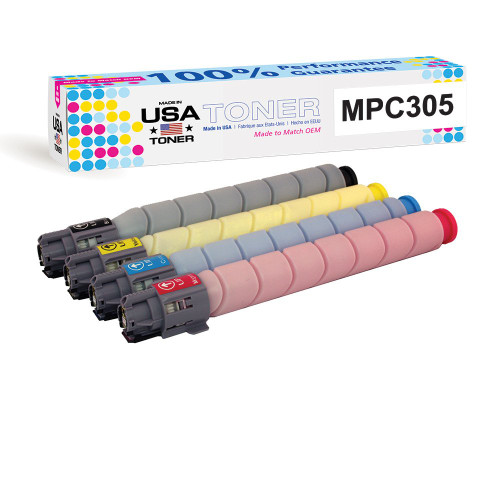 Compatible Toner for Ricoh Aficio Savin Lanier MPC305SP, C305SPF printers (CMYK, 4 cartridges)