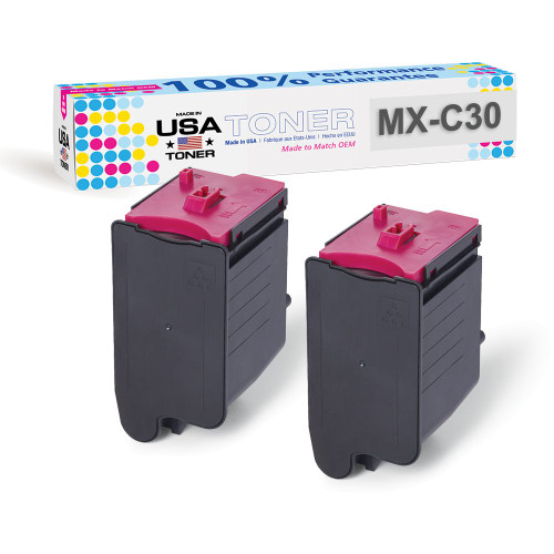 Compatible Toner for Sharp MX-C30NTM, MX-C250F, C300P, C300W, MX-C301W, C303W, C304W, C305W, C306W printers (Magenta, 2 cartridges)