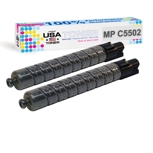 Compatible Toner for Ricoh Aficio, Savin, Lanier MP C4502, MP C5502 printers, 841679, 841751 (Black, 2 cartridges)