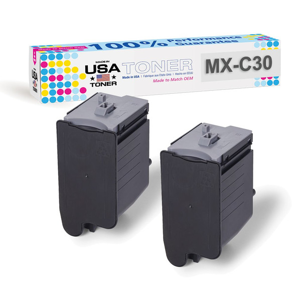 Compatible Toner for Sharp MX-C30NTB, MX-C250F, C300P, C300W, C301W, C303W, C304W, C305W, C306W (Black, 2 pk)