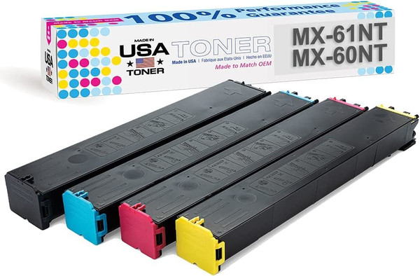 Compatible Sharp MX-61NT toner set 4-pack CMYK – Made in USA replacement cartridges