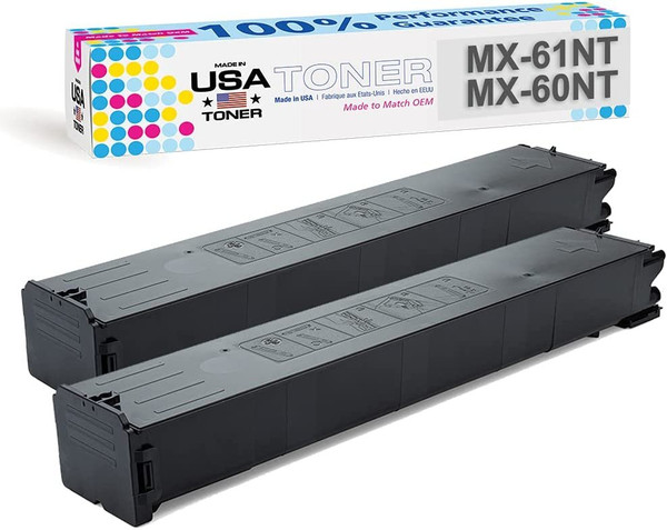 Compatible Replacement for Sharp MX-61NT, MX3050, MX3070, MX5070, MX2651, MX3051, MX3061, MX3071, MX3551, MX3561, MX3571, MX4051, MX4061 (Black, 2 Cartridges)