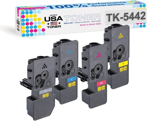 MADE IN USA TONER Compatible Replacement for Kyocera TK-5442 (TK5442), Ecosys PA2100cx, PA2100cwx, MA2100cfx, MA2100cwfx (CMYK, 4 ctgs)