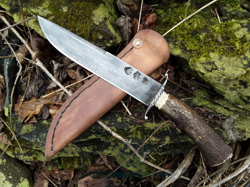 Antler Handle belt Knife With Iron Guard #2