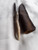 Antiqued antler handle patch knife with pewter bolster & embossed sheath