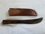 Large hand forged skinning knife with curly maple handle