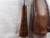 Mini hand forged skinning knife with curly maple handle