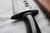 Broad bladed belt knife with horn handle and iron fittings