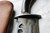 Broad bladed belt knife with horn handle and iron fittings