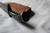 Broad bladed belt knife with horn handle and iron fittings
