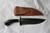 Broad bladed belt knife with horn handle and iron fittings