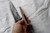 Broad bladed belt knife with horn handle and iron fittings