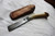 Blunt tip patch knife with pewter bolster and antler handle