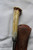 Blunt tip patch knife with pewter bolster and antler handle