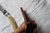 Blunt tip patch knife with pewter bolster and antler handle