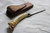 Blunt tip patch knife with pewter bolster and antler handle