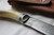 Blunt tip patch knife with pewter bolster and antler handle