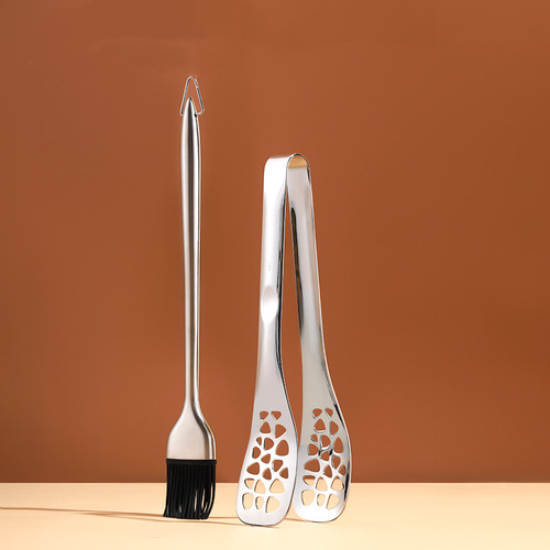 Color: J - 304 Stainless Steel Food Tongs Steak Barbecue Barbecue Bread Cake Food Tongs Silicone To