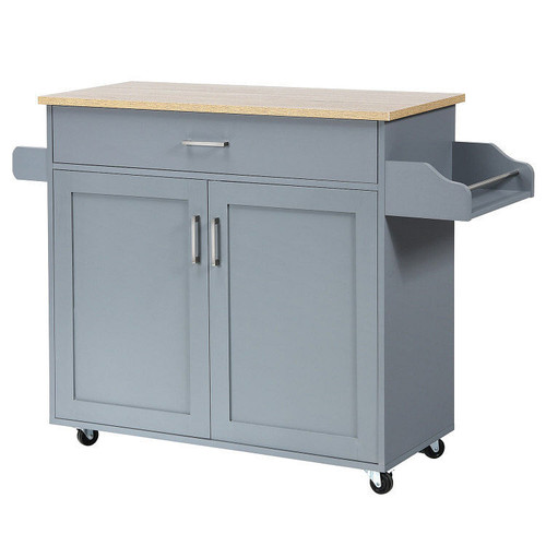 Rolling Kitchen Island Cart with Towel and Spice Rack