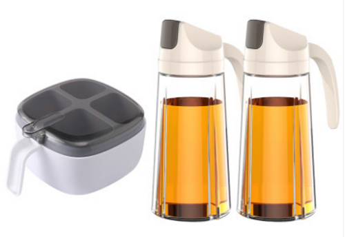 Color: Nordic White630ml Oil Can Tw - Seasoning Box Combination Set Household Kitchen Supplies Four