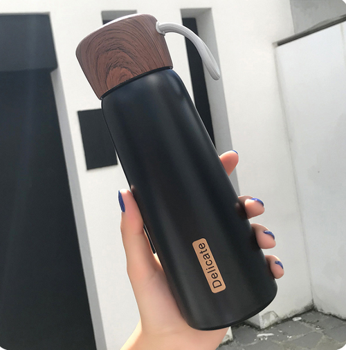 Color: Black, Style: 2 - 500ml Simple Travel Coffee Mug Thermos Cup Vacuum Water Bottle Flask Stain