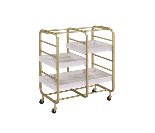 Vorrik Serving Cart; Gold & White-Washed YF